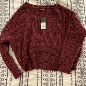 burgundy crop top sweater